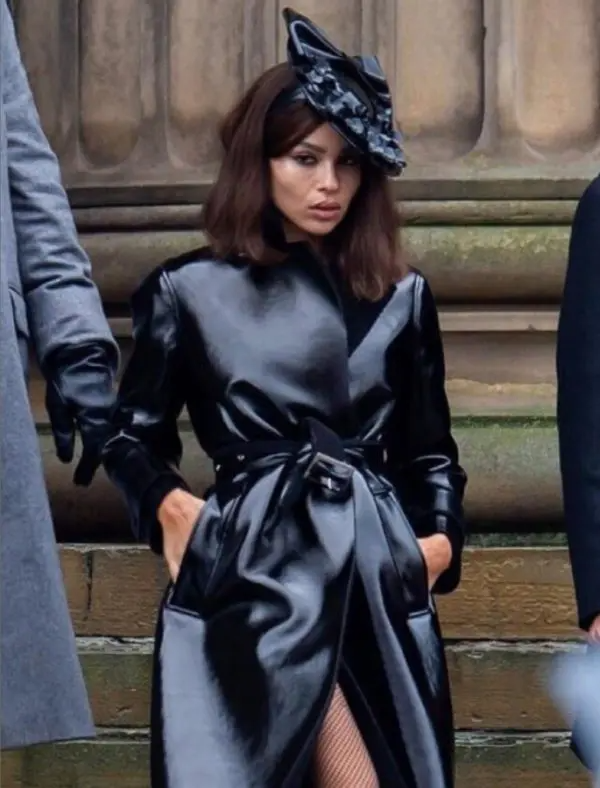 Zoe Kravitz spotted on the set of The Batman 2022 in a black leather coat