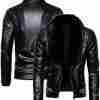 WWE wrestler Seth Rollins' fur collar black leather jacket