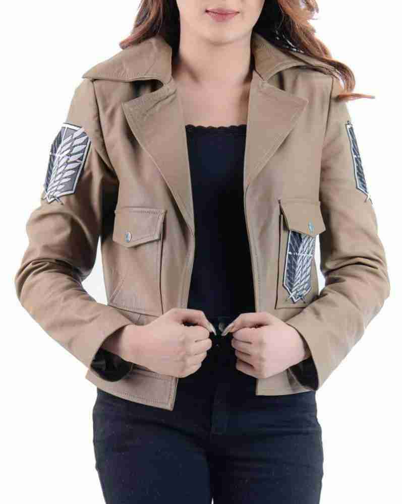 Women's Attack On Titan cropped leather jacket - front