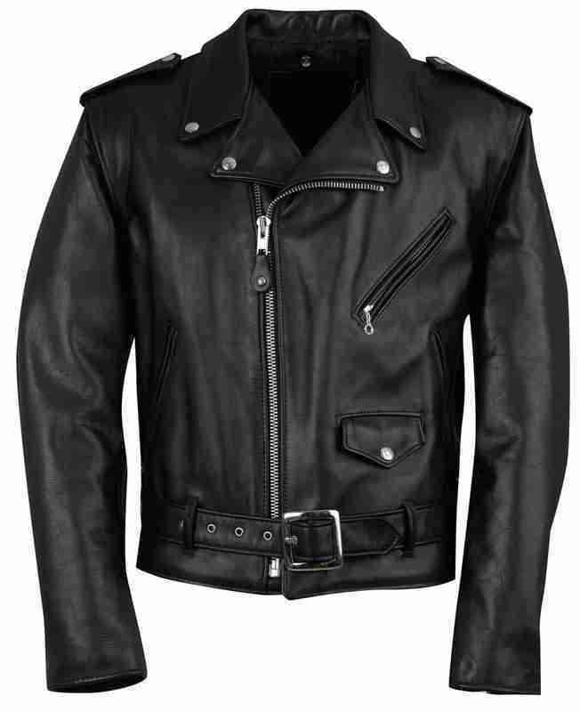 Classic motorcycle leather jacket for men - front