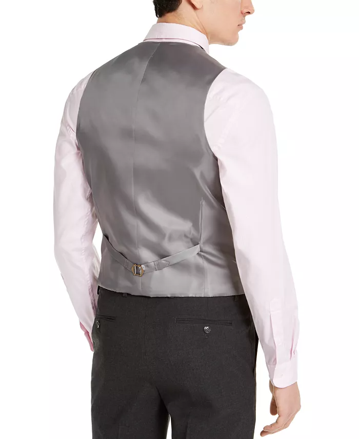Back of Leland Coulter's charcoal black waistcoat vest