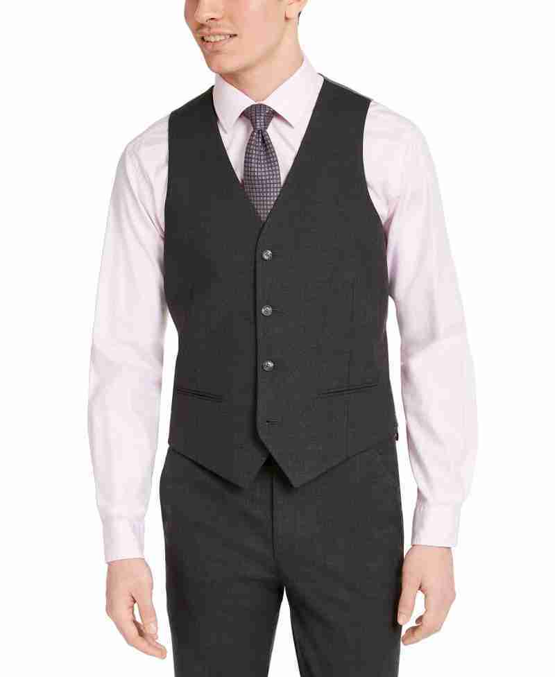 Leland Coulter's charcoal black waistcoat vest - front