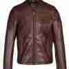 Men's waxed leather brown cafe racer jacker - front