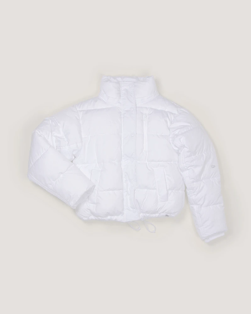The Kid Laroi's white puffer jacket with detachable hood
