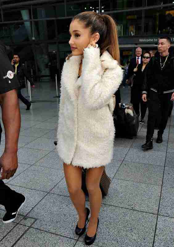 Ariana Grande White Fur coat