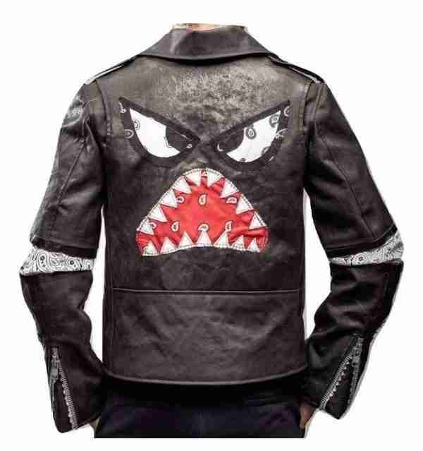 Julian Casablanca shark black leather jacket from Instant Crush music video - back