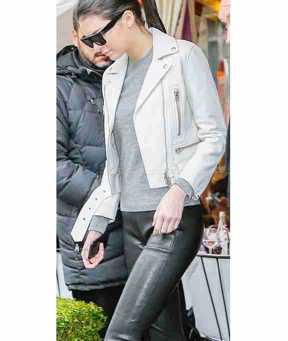 Kendall Jenner White leather Jacket