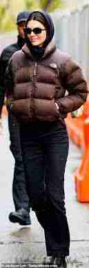 Kendall Nicole Jenner Brown Puffer Jacket