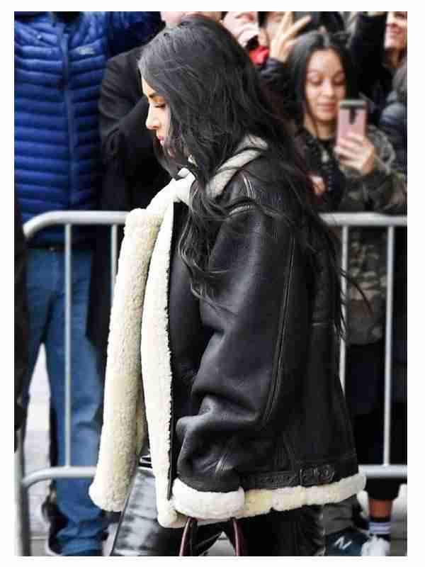 Kim Kardashian Leather Shearling Jacket