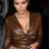 Kim Kardashian Modish Brown Leather Shirt