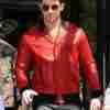 London Visit Nick Jonas Red Real Leather Jacket Front