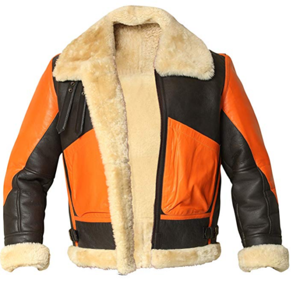 Mens B3 Shearling Sheepskin Orange Jacket