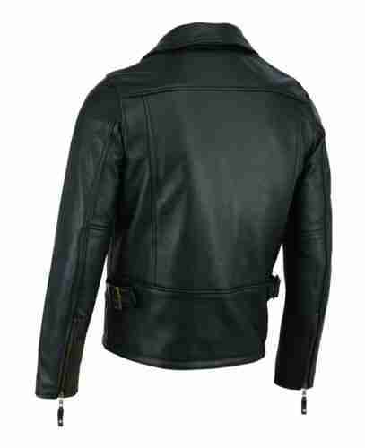 Black brown men's vintage cowhide biker leather jacket - back
