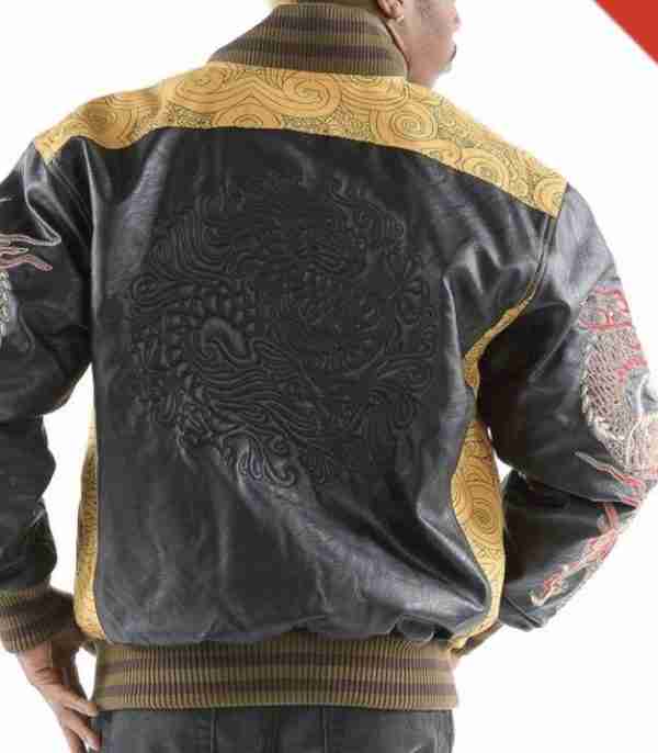 Back side of Pelle Pelle Dragon Heart Wheat leather jacket for men