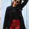 Singer Selena Gomez Black Wool Trench Coat