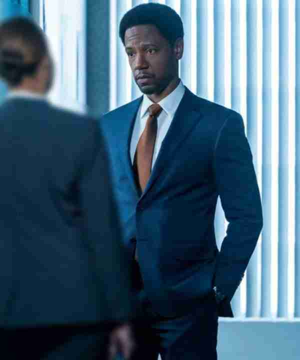 Tory Kittles as Detective Marcus Dante from The Equalizer 2021 TV show wearing a blue blazer