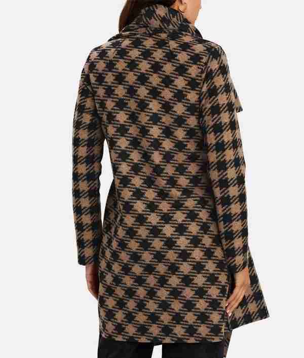 Back of Melody Bayani's checked houndstooth coat from The Equalizer 2021