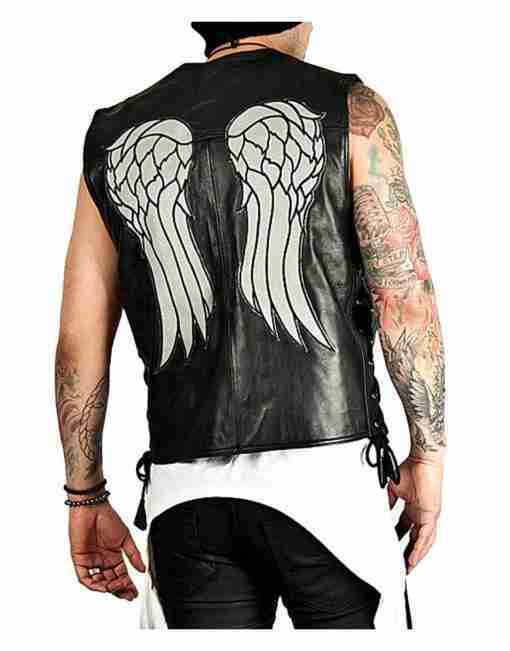 Daryl Dixon's (Norman Reedus) black leather vest from The Walking Dead TV show - back