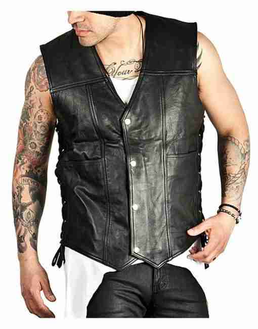 Daryl Dixon's black leather vest from The Walking Dead - front