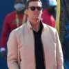 American Football Quarterback Tom Brady in a white jacket