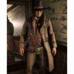 Red Dead Redemption 2 Video Game Montana Brown Shearling Coat