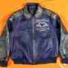 Men's Pelle Pelle purple and grey bomber leather jacket - front