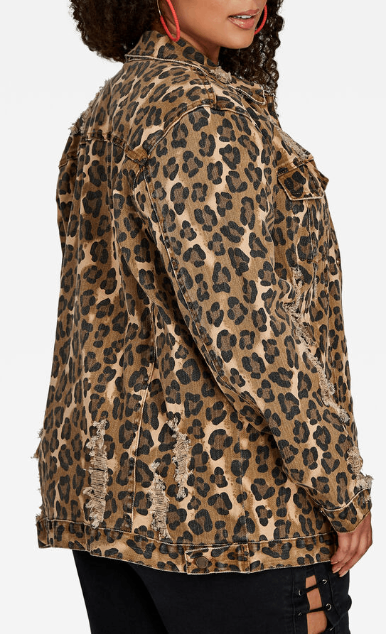 Queen Latifah leopard print denim jacket - back