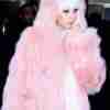 American Singer Lady Gaga Gorgeous Lady Pink Faux Fur Long Coat