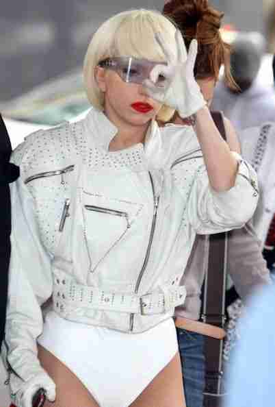 American Singer Lady Gaga Motorcycle White Leather Jacket