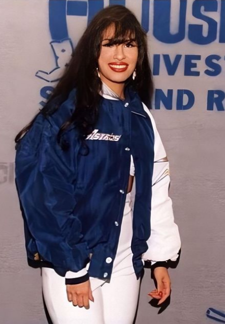 American Singer Selena Quintanilla 1994 Houston Astrodome Blue & White Bomber Jacket