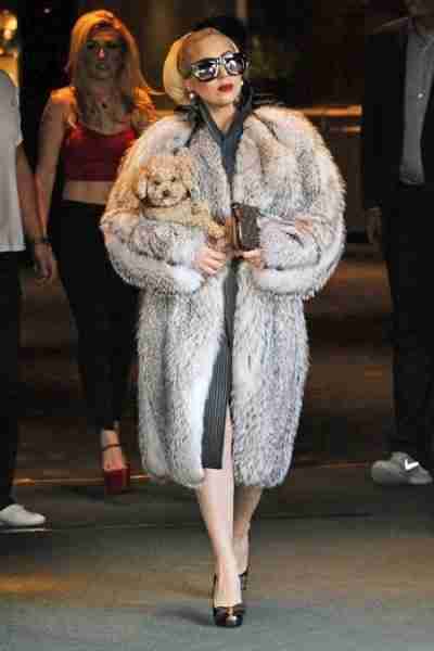 American Singer & Song Writer Lady Gaga Faux Fur Trench Coat