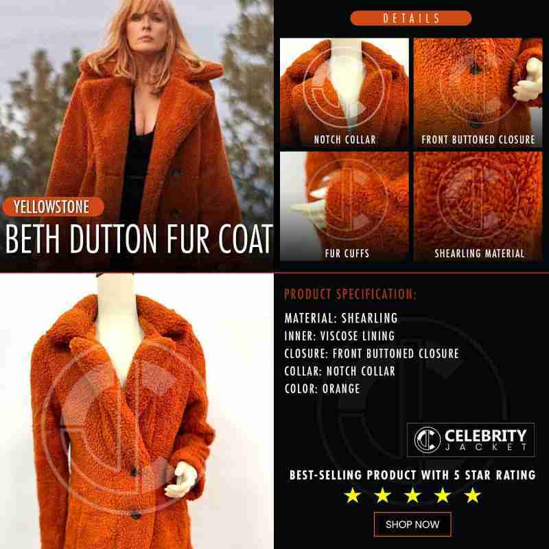 Kelly Reilly Yellowstone Shearling Coat