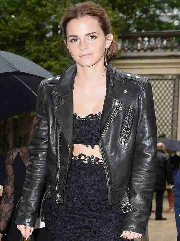 Emma Watson Black Biker Leather Jacket