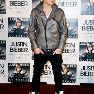 Justin Bieber Grey Leather Jacket