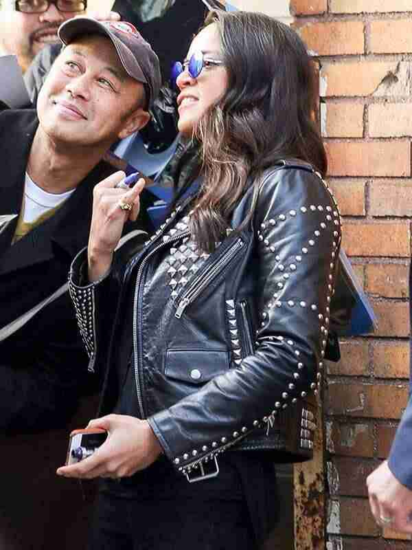 Michelle Rodriguez New York City Fast and Furious 9 Premiere Letty Ortiz Black Studded Jacket