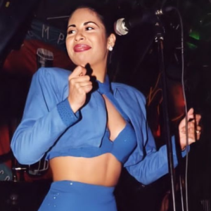 American Singer & Song Writer Selena Quintanilla Blue Cropped Jacket 