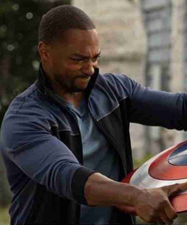 Sam Wilson The Falcon and the Winter Soldier Anthony Mackie Black and Blue Jacket