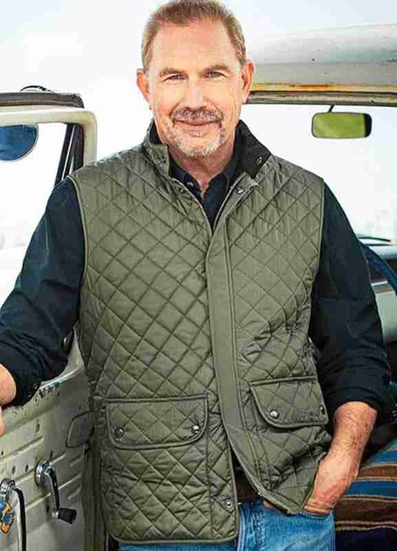 Kevin Costner Yellowstone John Dutton Green Quilted Vest