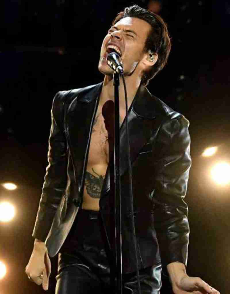 Grammy 2021 Harry Styles Black Leather Jacket