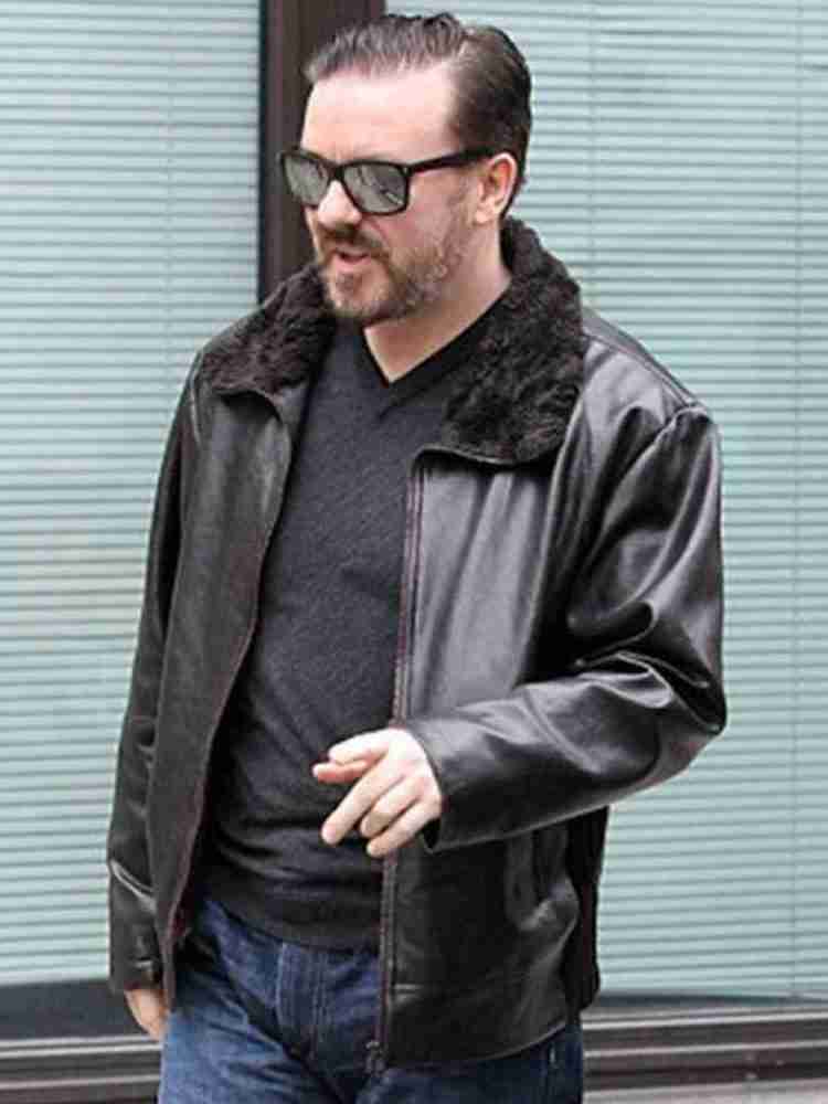 AFTER LIFE RICKY GERVAIS BLACK LEATHER JACKET