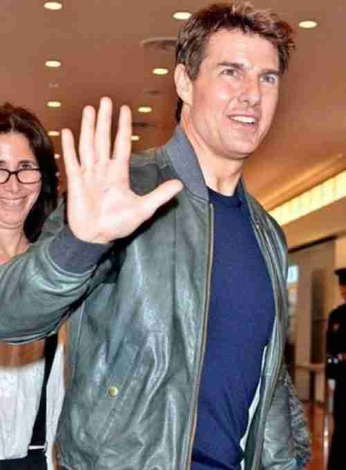 Tom Cruise Designer Grey Leather Jacket