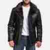 Fur Lined Leather Jacket With Fur Collar For Men