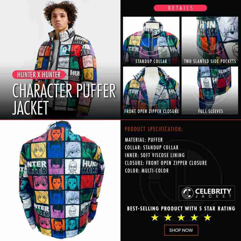 Infographics of the Hunter X Hunter multicolored character jacket