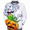 Men’s Funny Halloween Pumpkin Print Bomber Jacket