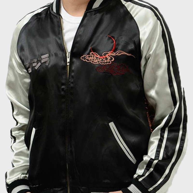 King of Monster Black Bomber Satin Godzilla Jacket