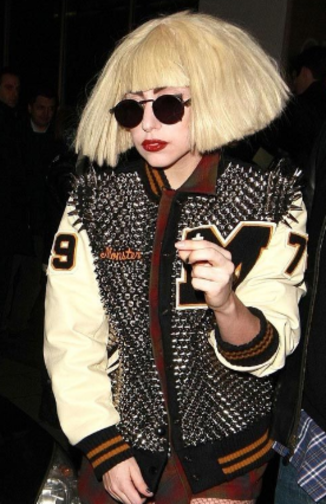 American Singer & Song Writer Lady Gaga Studded Varsity Jacket