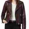 Nancy George Fan Drew Brown Moto Leather Jacket