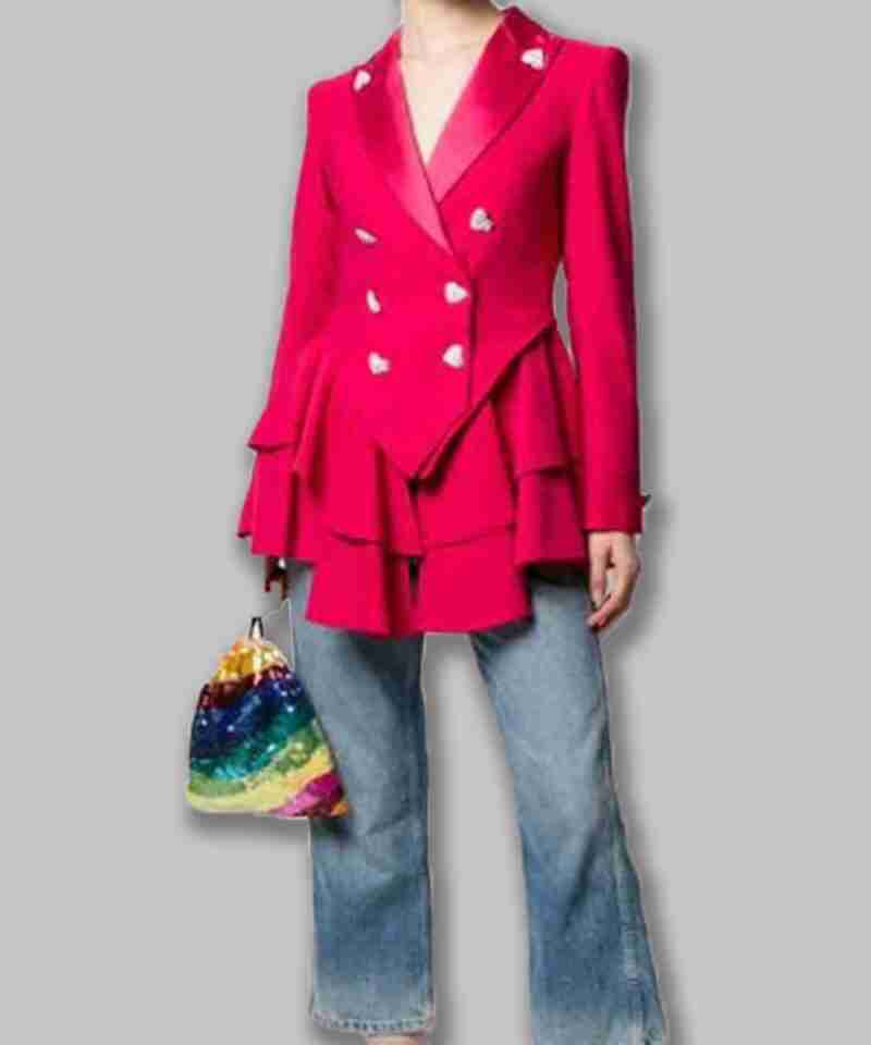 Ted Lasso Keeley Pink Heart Button Blazer