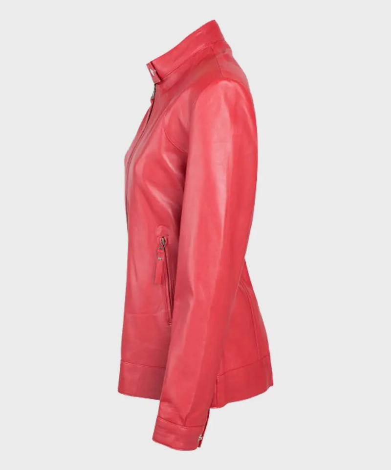 Women’s Biker Red Stylish Leather Jacket