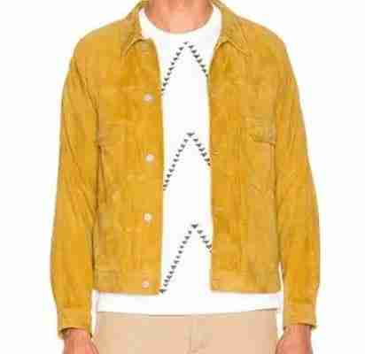 Mens Yellow Suede Leather Jacket